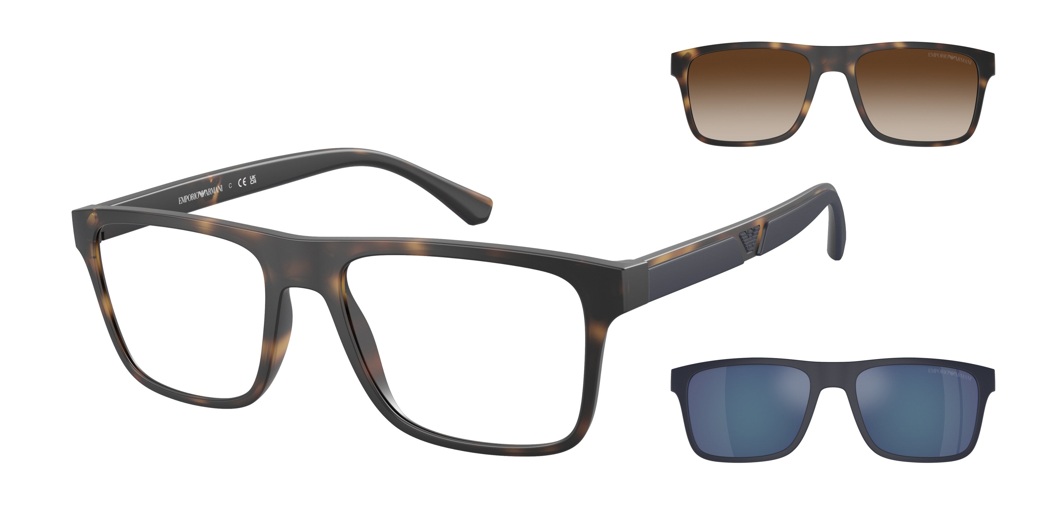 Occhiali da vista con clip-on Emporio Armani EA4115 50891W Havana opaco