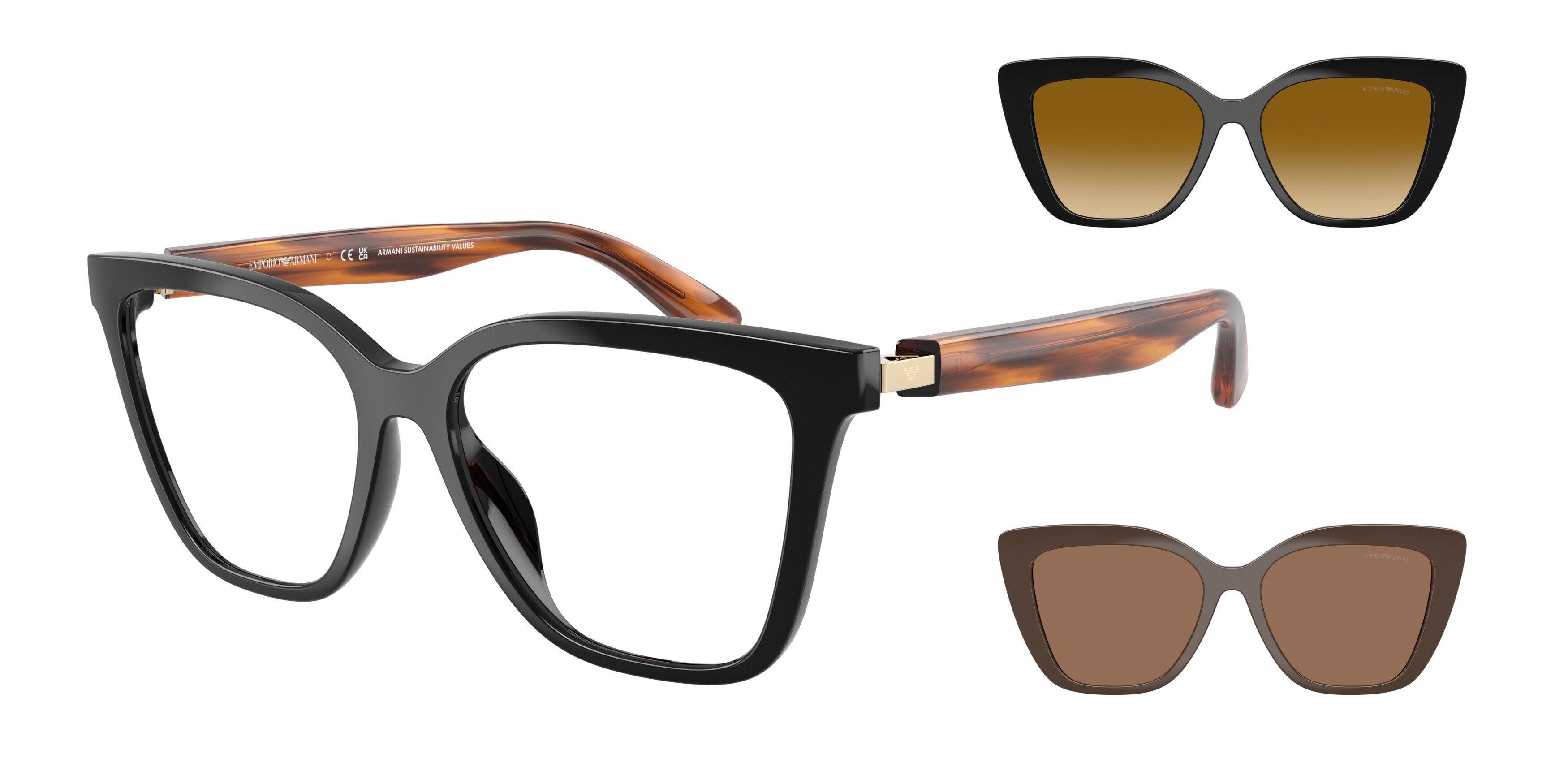 Occhiali da vista con clip-on Emporio Armani EA4254U 62681W Nero lucido