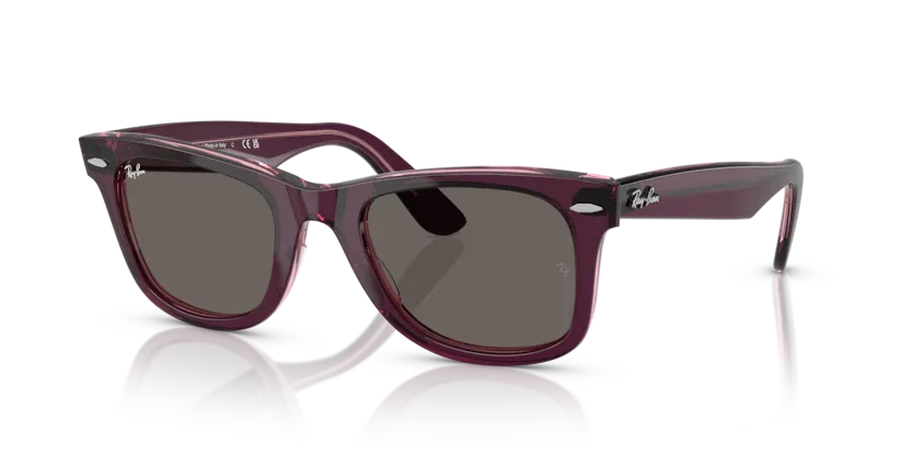 Ray-Ban RB2140 Wayfarer 1447B1 Sunglasses in Violet on Transparent Pink