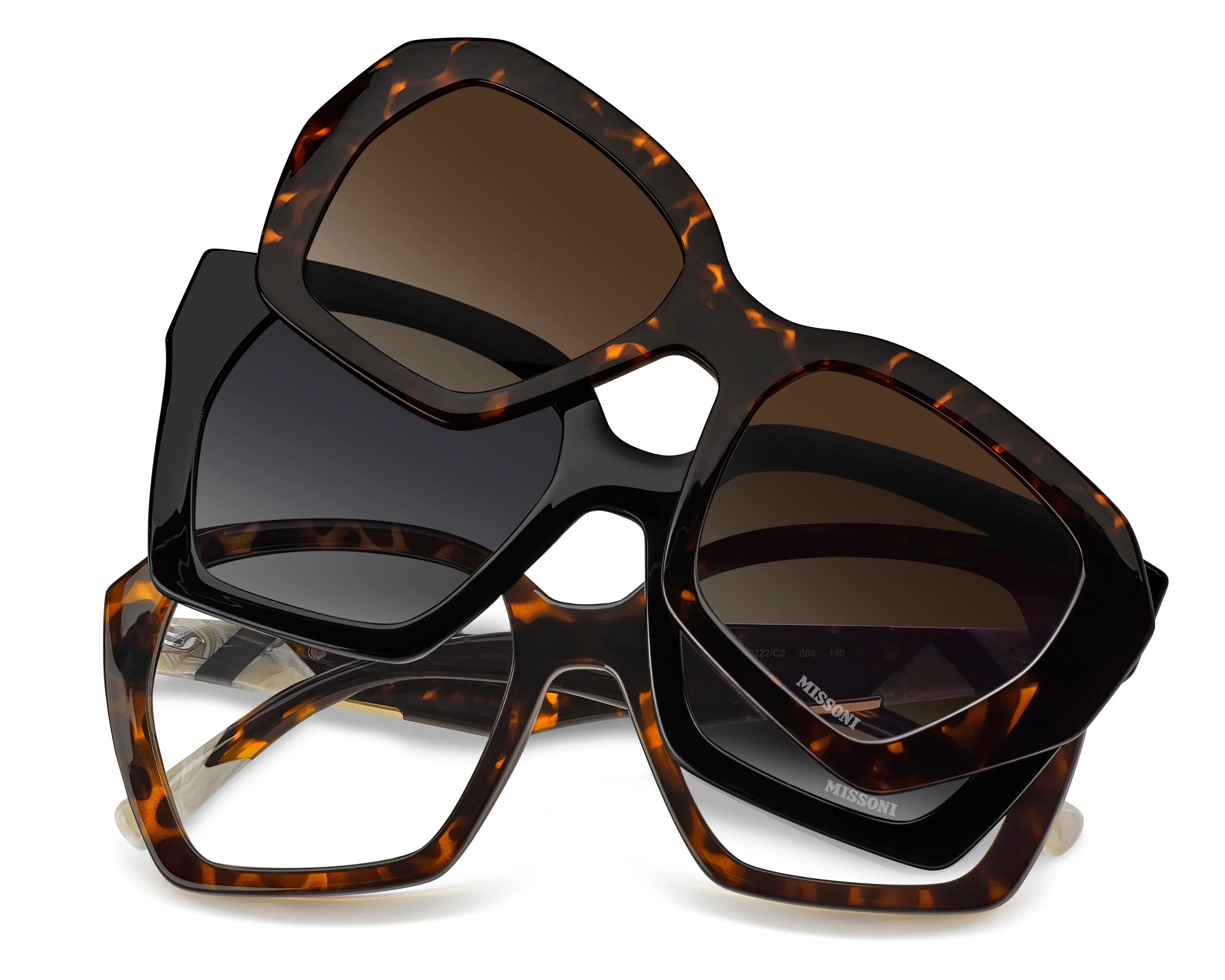 Occhiali da vista con doppio clip on da sole Missoni MIS 0222/C2 086 LA