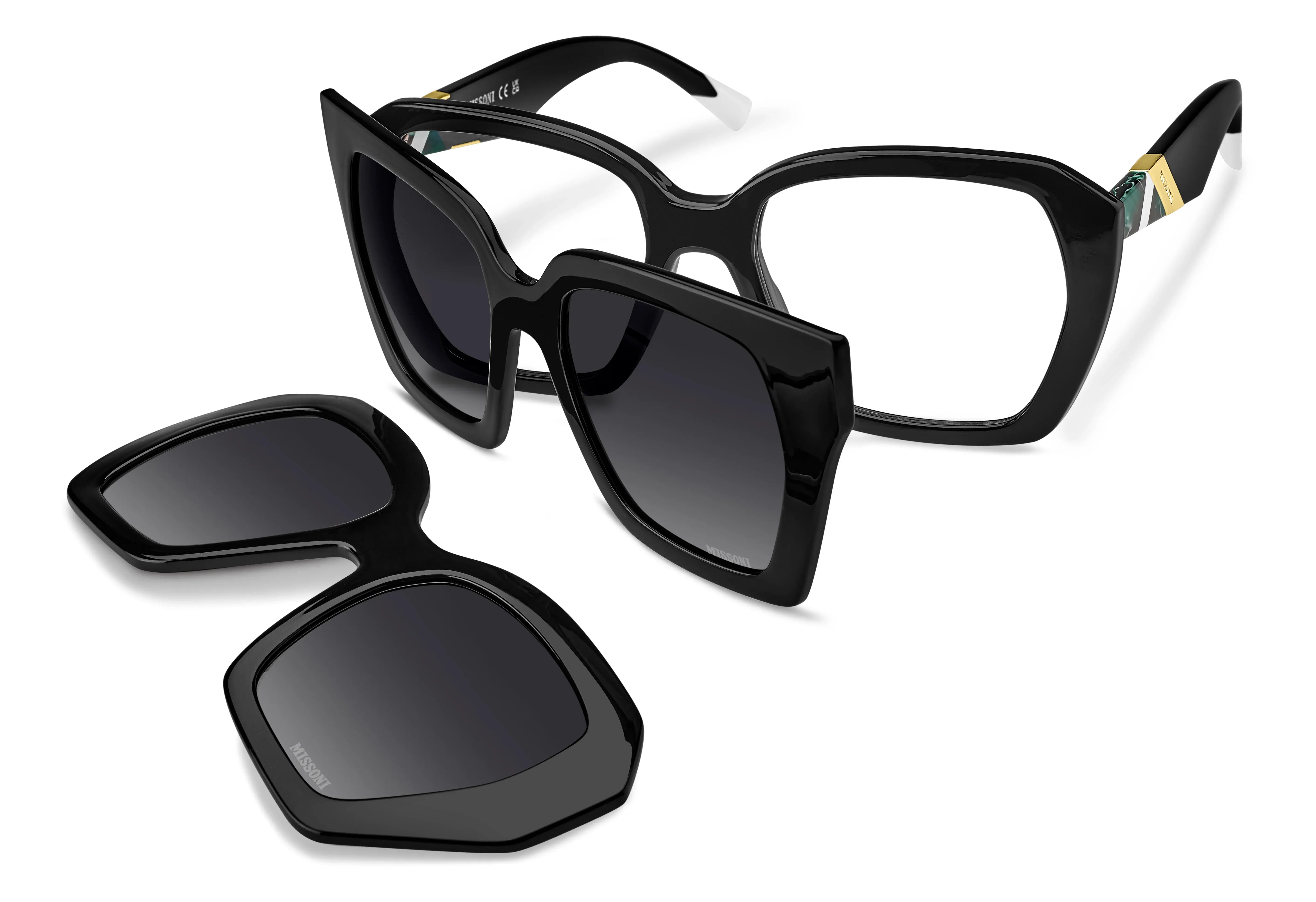 Occhiali da vista con doppio clip on da sole Missoni MIS 0222/C2 807 WJ