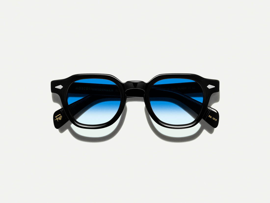 Occhiali da sole Moscot Dolt Sun 49 Black Broadway Blue Fade Lenses