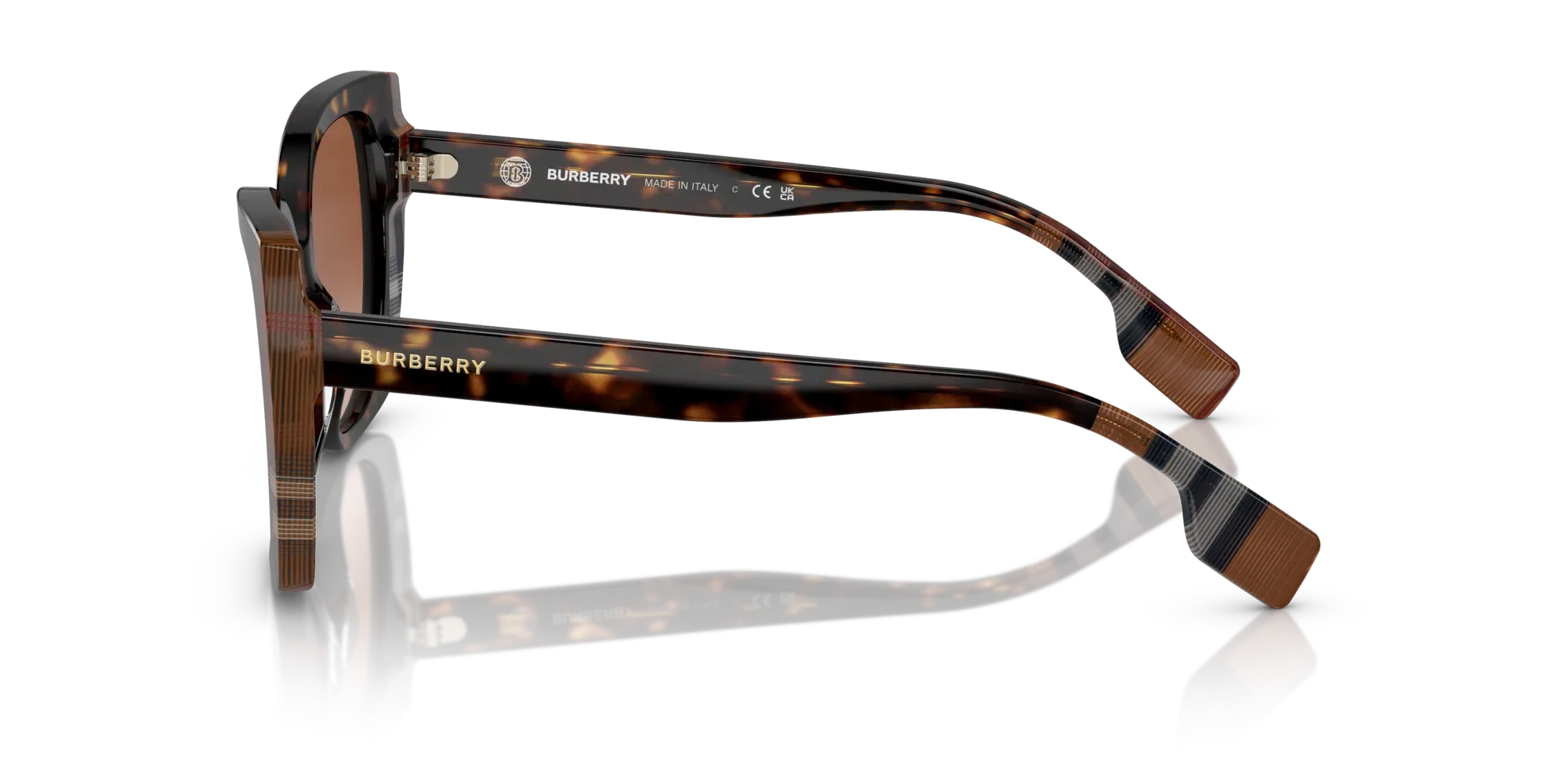 Occhiali da sole da donna Burberry BE4393 Meryl 405313 Havana scuro/motivo a quadri marrone - Pistilleria