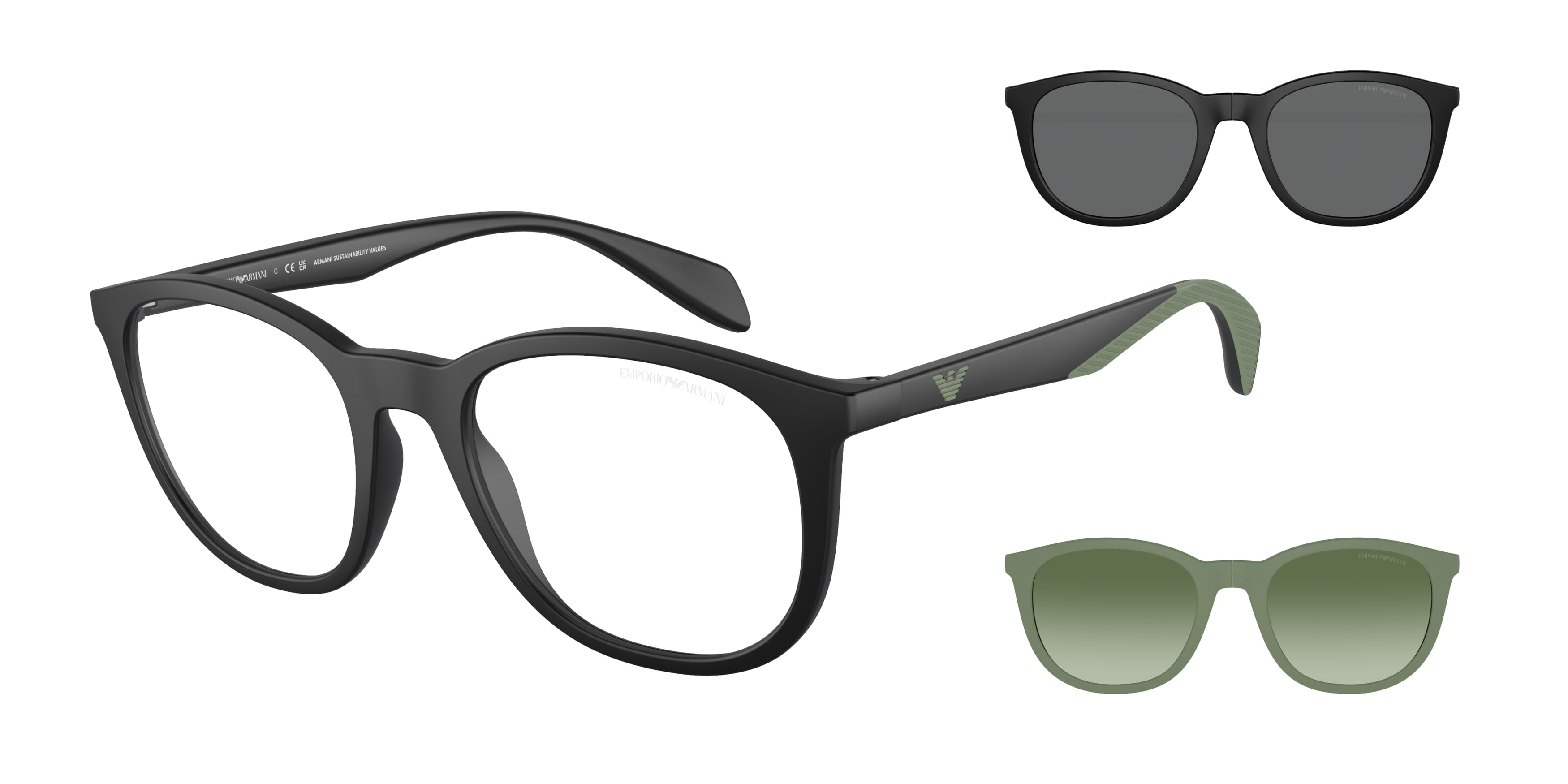 Occhiali da vista con clip-on Emporio Armani EA4211 50011W Nero opaco