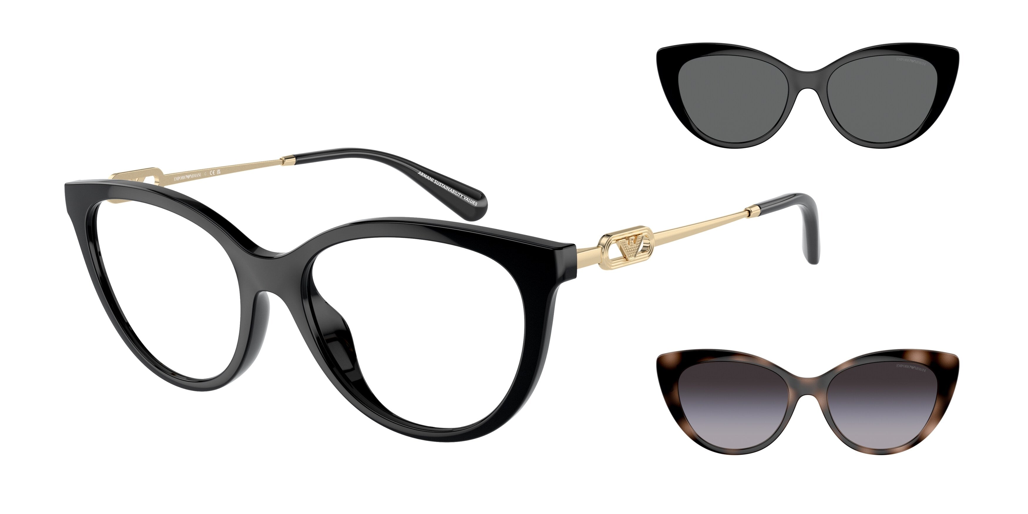 Occhiali da vista con clip-on Emporio Armani EA4213U 50171W Nero lucido