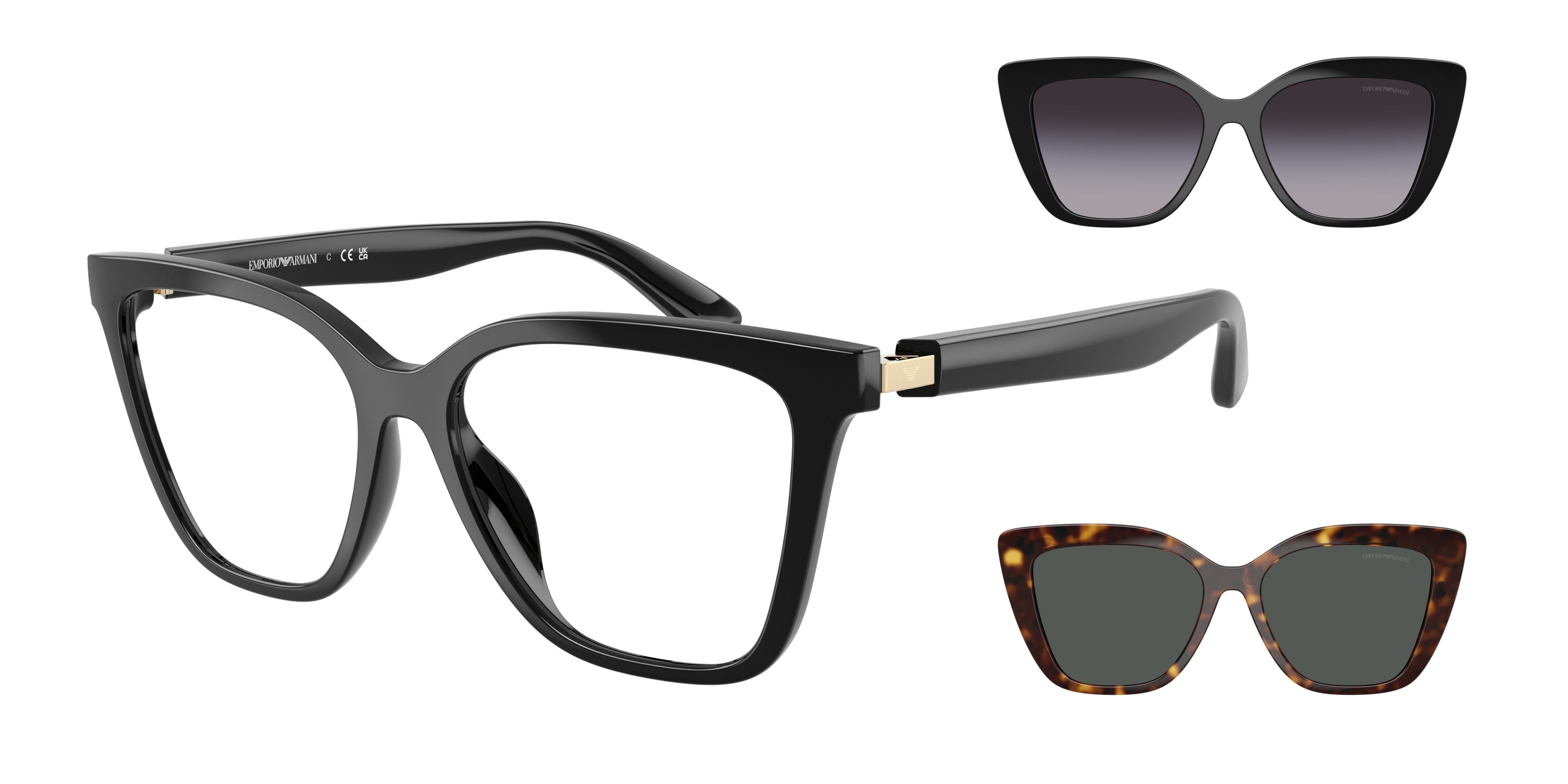 Occhiali da vista con clip-on Emporio Armani EA4254U 50171W Nero lucido