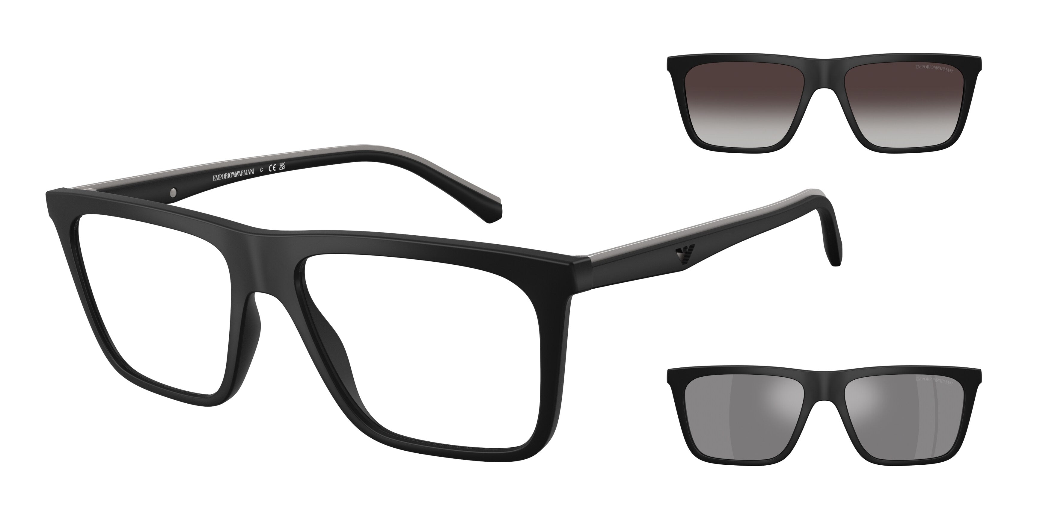 Occhiali da vista con clip-on Emporio Armani EA4258 50011W Nero opaco