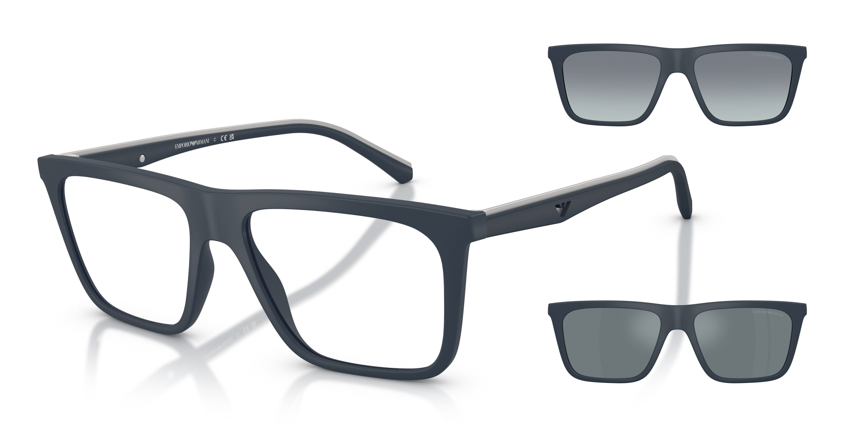 Occhiali da vista con clip-on Emporio Armani EA4258 50881W Blu opaco