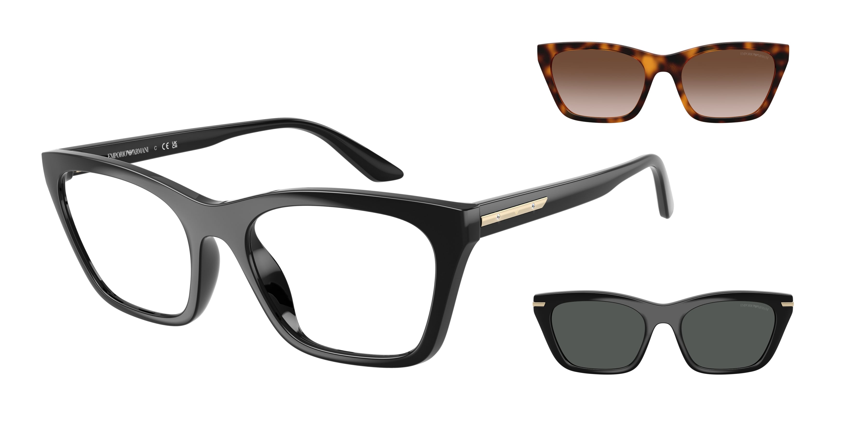 Occhiali da vista con clip-on Emporio Armani EA4274BU 50171W Nero lucido