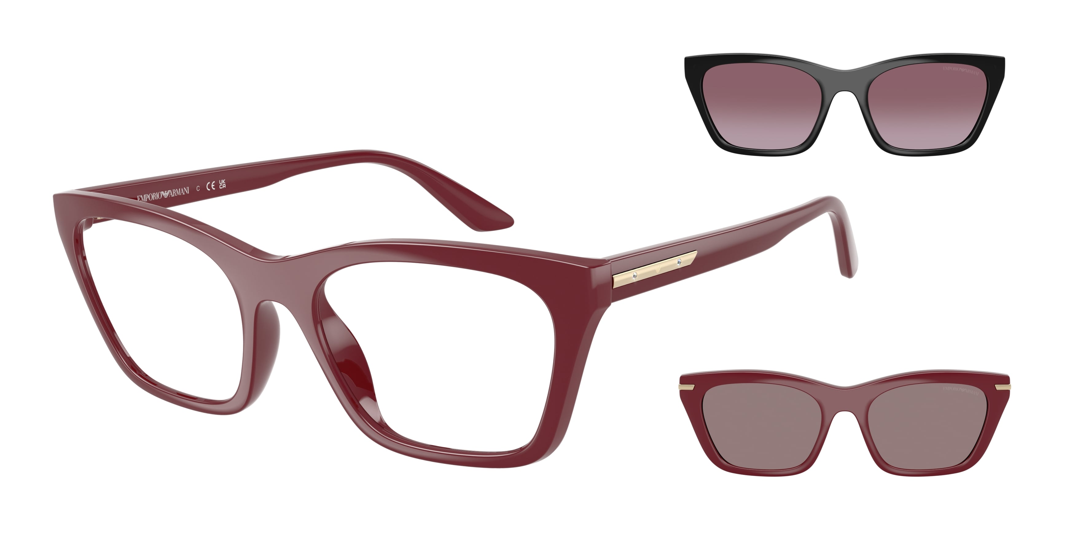 Occhiali da vista con clip-on Emporio Armani EA4274BU 52611W Bordeaux lucido