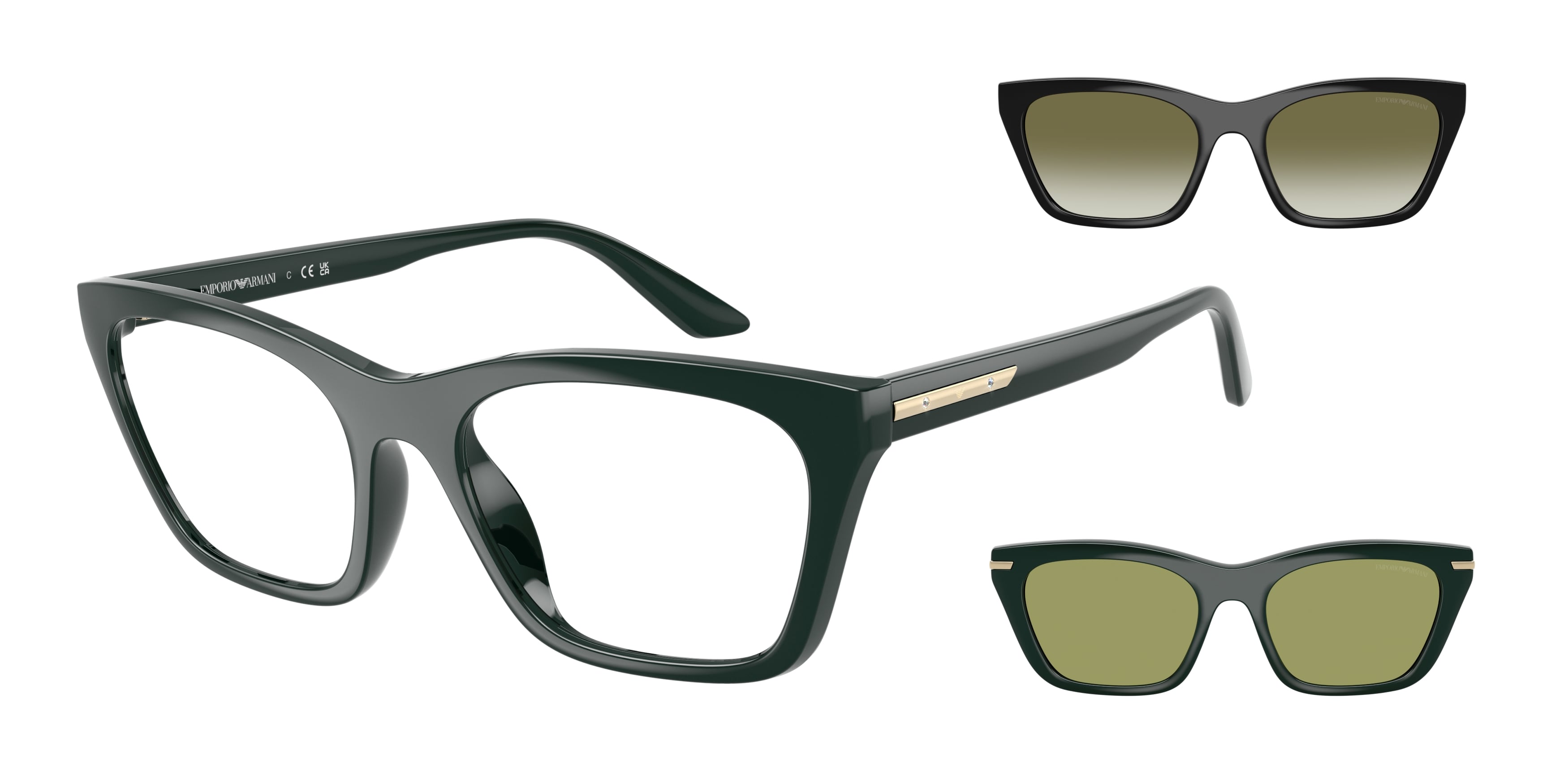 Occhiali da vista con clip-on Emporio Armani EA4274BU 63801W Verde scuro lucido