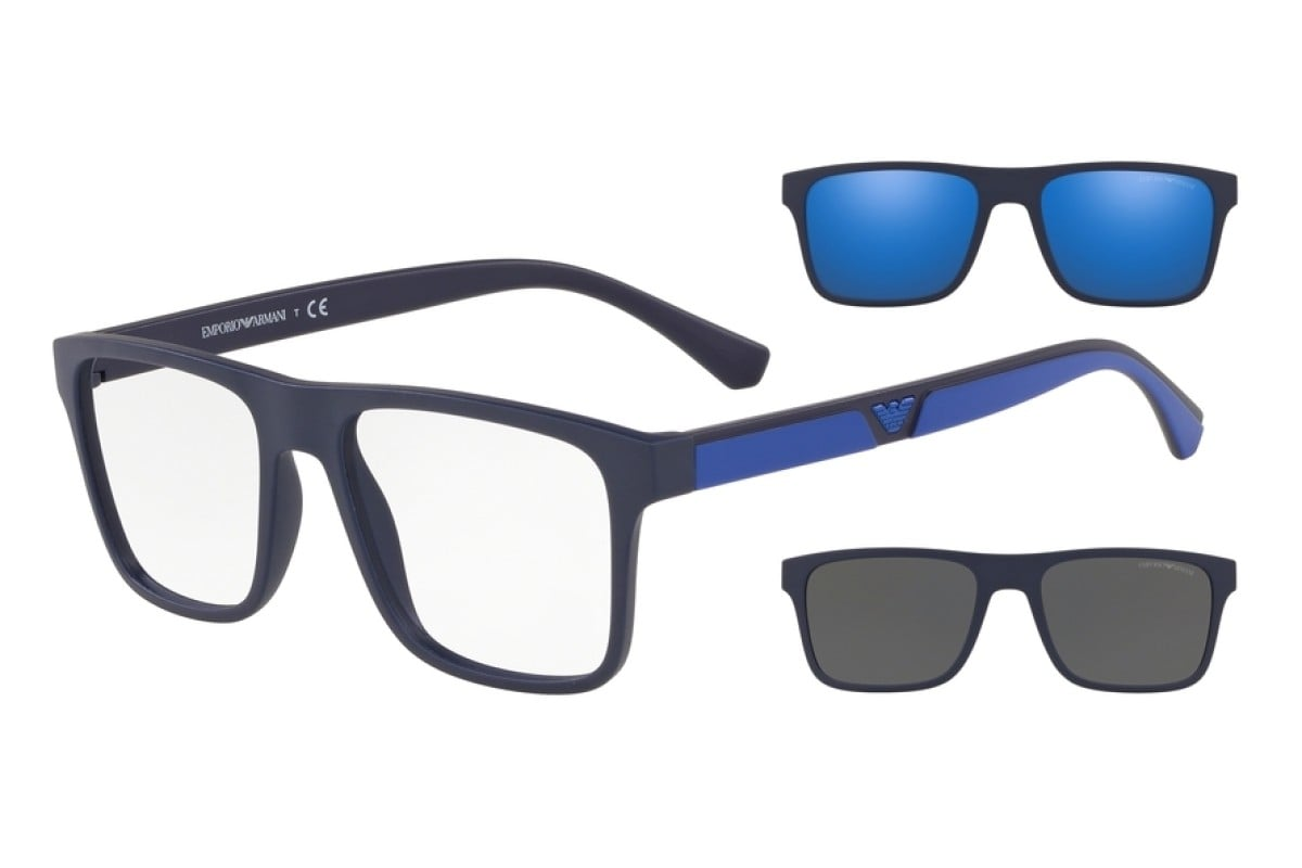 Occhiali da vista con clip-on Emporio Armani EA4115 57591W Blu scuro opaco