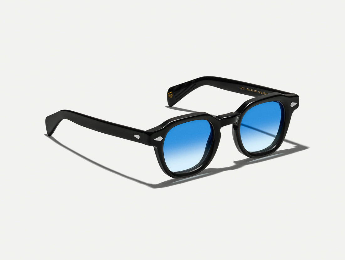 Occhiali da sole Moscot Dolt Sun 49 Black Broadway Blue Fade Lenses