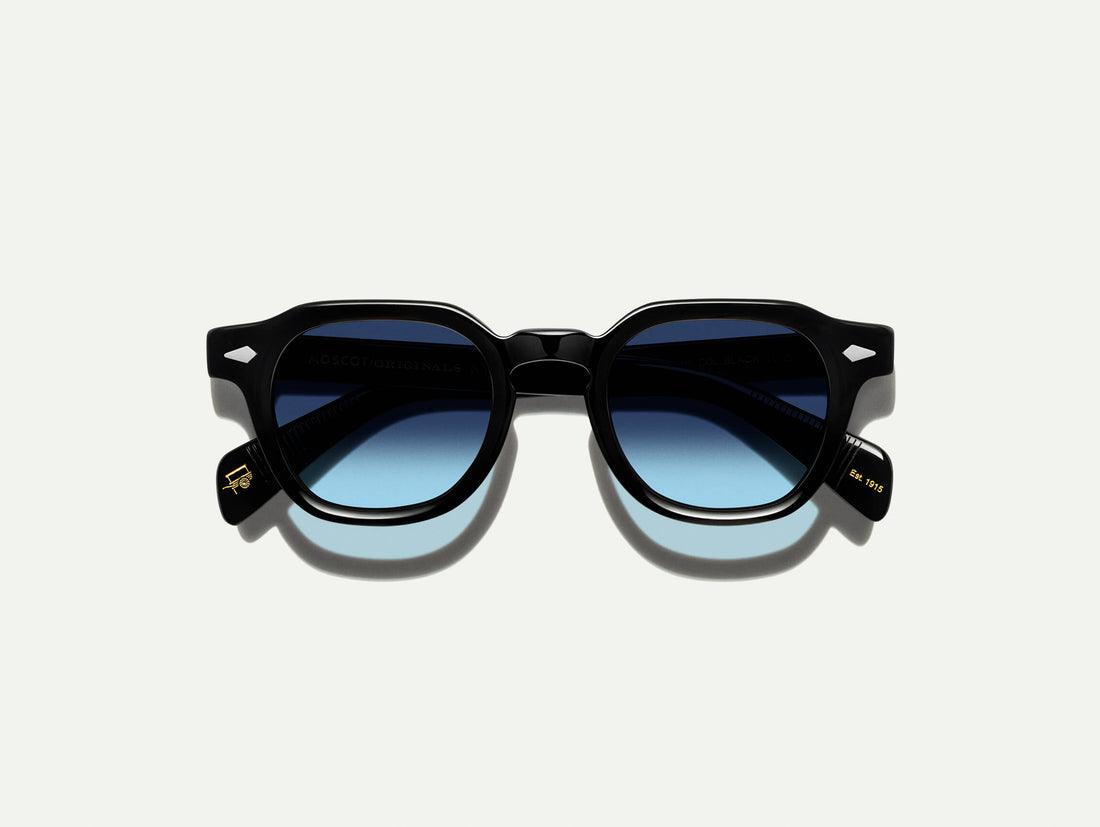 Occhiali da sole Moscot Dolt Sun 49 Black Denim Blue Lenses