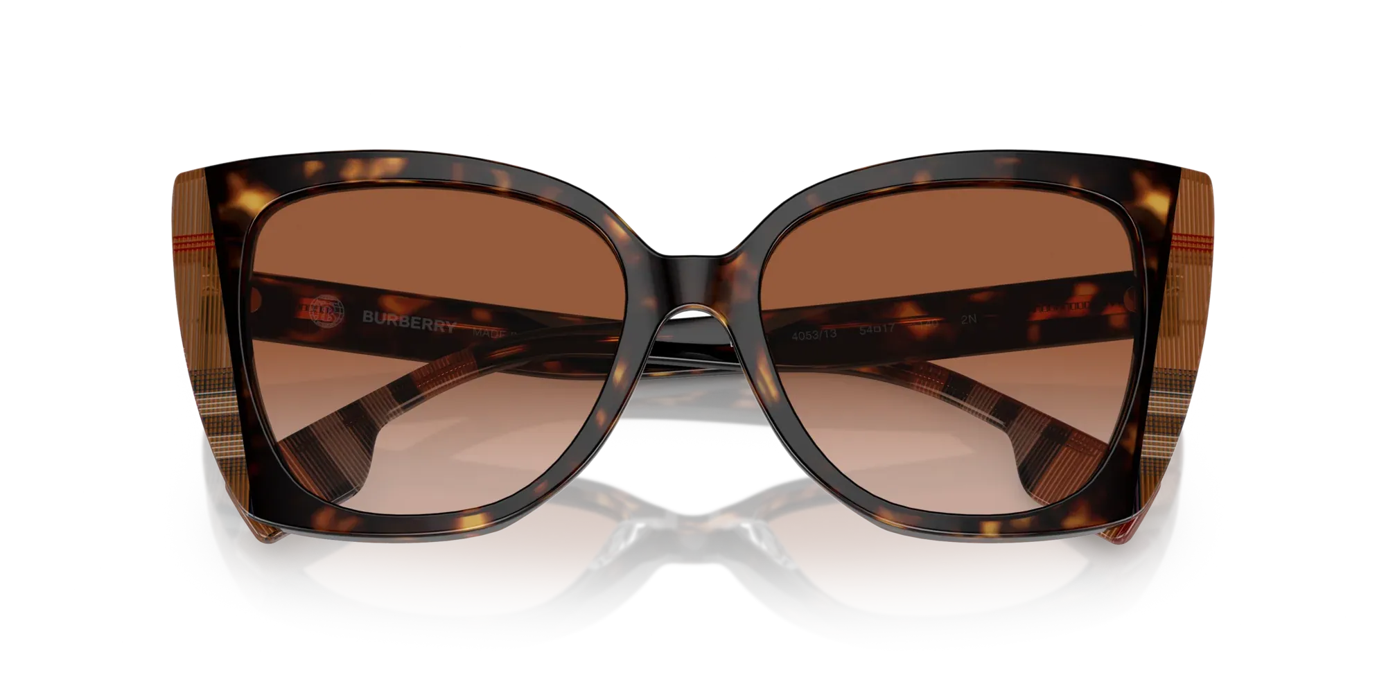 Occhiali da sole da donna Burberry BE4393 Meryl 405313 Havana scuro/motivo a quadri marrone - Pistilleria